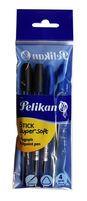 Pelikan Super Soft Stick Długopis tradycyjny wkład niebieski i czarny 4 sztuki w opakowaniu