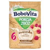 BoboVita Porcja zbóż Delikatna mleczna owsianka z ryżem malina-banan po 6 miesiącu 210 g