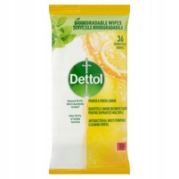 Dettol Power & Fresh chusteczki antybakteryjne do dezynfekcji i czyszczenia Cytryna 36 szt