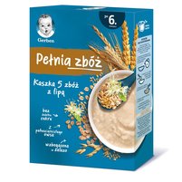 Gerber Pełnia zbóż Kaszka 5 zbóż z lipą dla niemowląt po 6. miesiącu 200 g