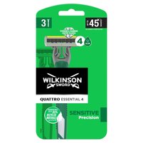 Wilkinson Sword Quattro Titanium Sensitive Jednorazowe maszynki do golenia z 4 ostrzami 3 sztuki