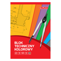 Herlitz Blok techniczny A4, 10 kartek, kolorowy