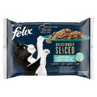 Felix Deliciously Sliced Karma dla kotów rybne smaki w galaretce 320 g (4 x 80 g)