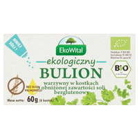 EkoWital Ekologiczny bulion warzywny w kostkach o obniżonej zawartości soli 60 g BIO  (6 sztuk)