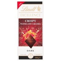 Lindt Excellence Gorzka czekolada z kawałkami kruchych wafelków i karmelu 100 g