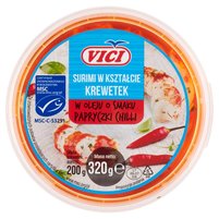 Vici Surimi w kształcie krewetek w oleju o smaku papryczki chilli 320 g