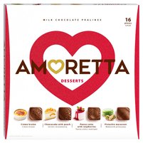 Amoretta Desserts Praliny w czekoladzie mlecznej w czterech smakach deserów 106 g (16 sztuk)