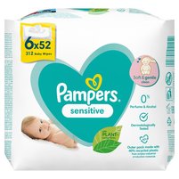 Pampers Chusteczki Nawilżane Sensitive, 6x 52szt.