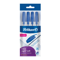 Pelikan Super Soft Stick Długopis tradycyjny wkład niebieski 4 sztuki