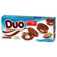 Sweet Plus Duo Ciastka kakaowe z kremem mlecznym i kremem kakaowym 165 g