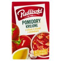 Pudliszki Pomidory krojone z oliwą z oliwek i czosnkiem 390 g