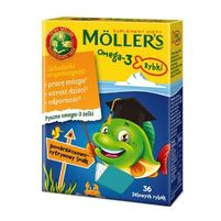 Mollers Omega-3 Żelki Rybki o smaku pomarańczowo-cytrynowym, 36 szt.