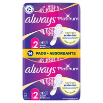 Always Platinum Super (Rozmiar 2) Podpaski ze skrzydełkami, 14 sztuk