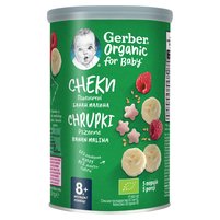 Gerber Organic BIO  Chrupki ryżowo-pszenne banan malina dla niemowląt od 8. miesiąca 35 g