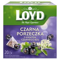 Loyd Herbatka owocowa aromatyzowana o smaku czarnej porzeczki z kwiatem czarnego bzu 40 g (20 x 2 g)