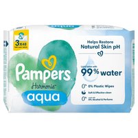 Pampers Harmonie aqua Chusteczki nawilżane dla dzieci 3 opakowań = 144 chusteczek