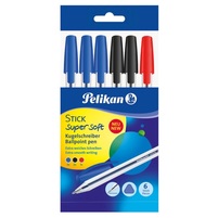 Pelikan Super Soft Stick Długopis tradycyjny 3 kolory 6 sztuk