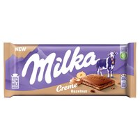 Milka Creme Czekolada mleczna z nadzieniem z orzechów laskowych 85 g