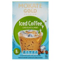 Mokate Gold Premium Iced Coffee Napój kawowy w proszku o smaku czekolady i mięty 120 g (8 x 15 g)