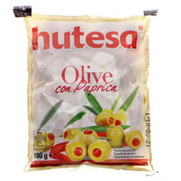 HUTESA OLIWKI ZIELONE NADZIEWANE PASTA PAPRYKOWĄ W SŁONEJ ZALEWIE 180G