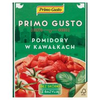 Primo Gusto Pomidory w kawałkach bez skórki z bazylią 390 g