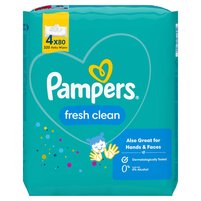 Pampers Fresh Clean Chusteczki nawilżane, 4 opakowania = 320 szt