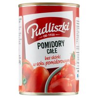 Pudliszki Pomidory całe bez skórki w soku pomidorowym 400 g