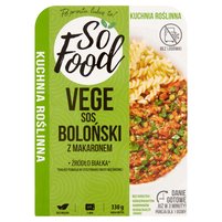 So Food Kuchnia Roślinna Vege sos boloński z makaronem 330 g