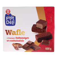Wiodąca marka wafle z kremem kakaowym w czekoladzie 600g