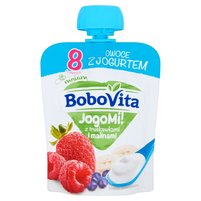 BoboVita JogoMi! Owoce z jogurtem z truskawkami i malinami po 8 miesiącu 80 g