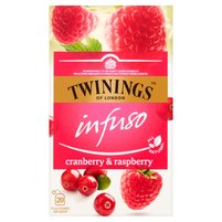 Twinings Infuso Herbatka ziołowa-owocowo o smaku żurawiny i maliny z czarnym bzem 40 g (20 saszetek)