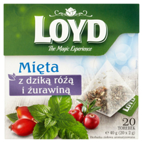 Loyd Herbatka ziołowa aromatyzowana mięta z dziką różą i żurawiną 40 g (20 torebek)