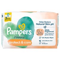 Pampers Harmonie Protect & Care Chusteczki nawilżane dla dzieci 3 opakowań = 132 chusteczek