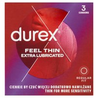 Durex Feel Thin Extra Lubricated Wyrób medyczny prezerwatywy 3 sztuki