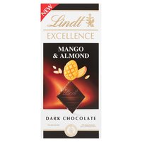 Lindt Excellence Czekolada gorzka z chrupkami z dodatkiem mango oraz z kawałkami migdałów 100 g