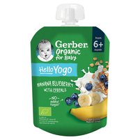 Gerber Organic Banany jagody z jogurtem i płatkami zbóż po 6. miesiącu 80 g