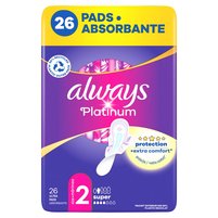 Always Platinum Podpaski ze skrzydełkami Super, 26 sztuk