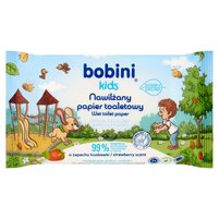 Bobini Kids Nawilżany papier toaletowy o zapachu truskawki 50 sztuk