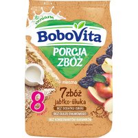 BoboVita Porcja zbóż Kaszka mleczna 7 zbóż jabłko-śliwka po 8 miesiącu 210 g