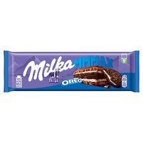 Milka Mmmax Oreo Herbatniki kakaowe i nadzienie mleczne o smaku waniliowym 300 g