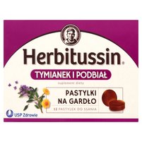 Herbitussin Tymianek i podbiał Pastylki na gardło Suplement diety 12 pastylek