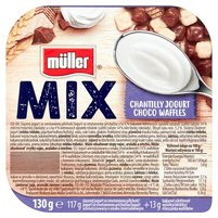 Müller Mix Jogurt o smaku śmietankowym z wafelkami w czekoladzie mlecznej i białej 130 g