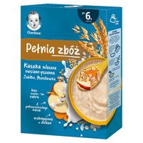 Gerber Pełnia zbóż Kaszka mleczna owsiano-pszenna jabłko marchewka dla niemowląt po 6 miesiącu 200 g