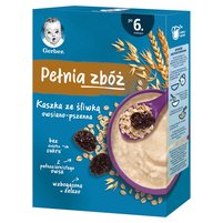 Gerber Pełnia zbóż Kaszka owsiano-pszenna ze śliwką dla niemowląt po 6. miesiącu 200 g