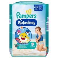 Pampers Splashers Baby Shark, 4, 11 Jednorazowe pieluchomajtki do pływania 9kg - 15kg