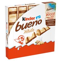 Kinder Bueno White Wafel w białej czekoladzie z mleczno-orzechowym nadzieniem 97,5 g (5 sztuk)