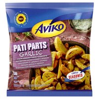 Aviko Pati Parts Garlic Cząstki ziemniaka o smaku czosnkowym 600 g