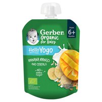 Gerber Organic Banany mango z jogurtem i płatkami zbóż po 6. miesiącu 80 g