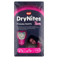 Huggies DryNites Teen Majteczki pod piżamę 8-15 27-57 kg 9 sztuk