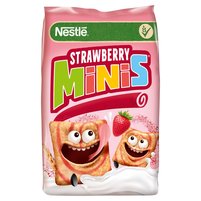 Nestlé Strawberry Minis Zbożowe kwadraciki o smaku truskawkowym 450 g